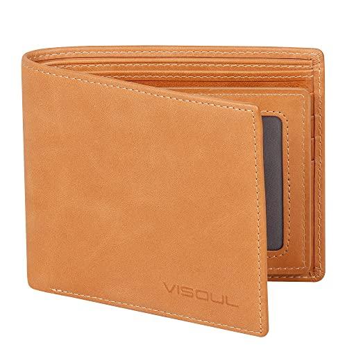 VISOUL] 二つ折り 札入れ 財布 メンズ 本革 免許証入れ 超薄型 大容量