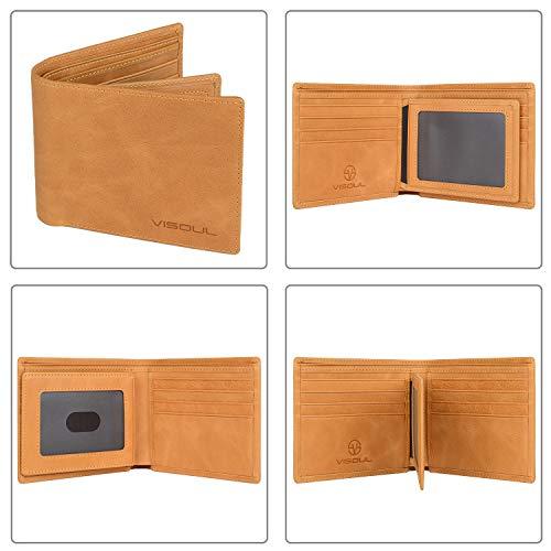 VISOUL] 二つ折り 札入れ 財布 メンズ 本革 免許証入れ 超薄型 大容量