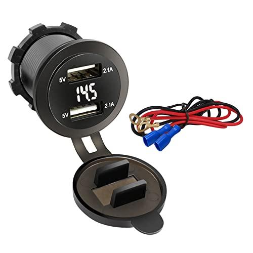 Palumma バイク用 チャージャー USB充電器ソケット 埋め込み用 急速充電 USB 2ポート 車載充電器 12V / 24VデュアルUS | 