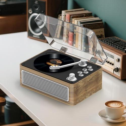 Gueray CDプレーヤー レトロ Bluetooth受信＆送信 HiFIスピーカー内蔵