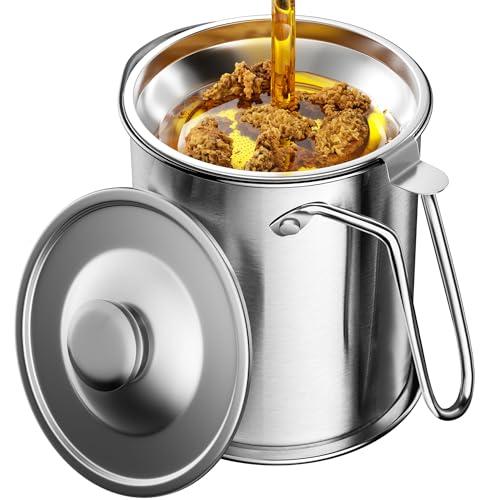 LEEKEY オイルポット 1.5L ステンレス 油こし器 あぶらこし 残留物を