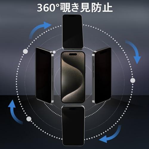 MINIKA 360度 覗き見防止フィルム iPhone15 Pro max ガラスフィルム