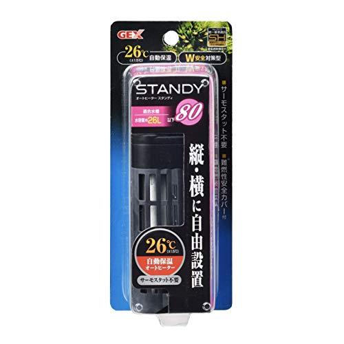 ジェックス GEX AQUA HEATER スタンディ 80 26℃自動保温 縦横設置 安全機能付 SP規格適合 約26L以下の水槽用80W | 