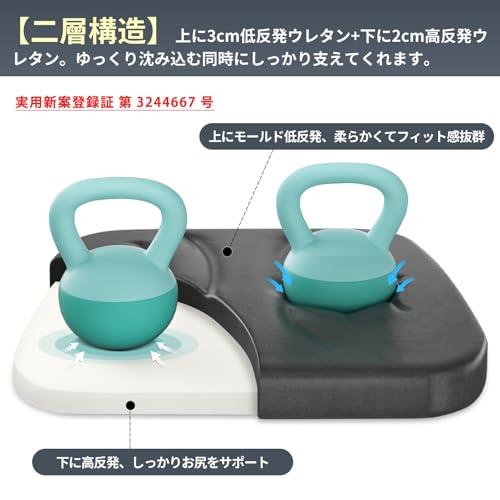 HAVARGO 座布団 椅子用 低反発+高反発 二層構造 椅子クッション 紐付き お尻が痛くならない 低反発クッション 洗えるカバー 滑り止め |  | 02