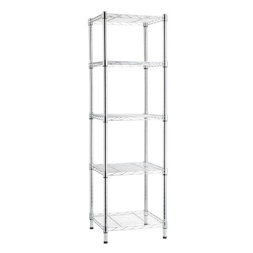 ベーシック 5段スチールラック 棚 メタルラック キッチンラック 耐荷重340kg 幅41cm x 奥行41cm x 高さ137cm クロム | 
