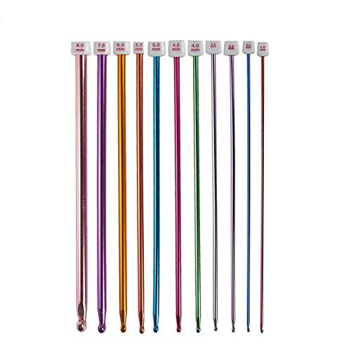 KOYOKAKI-JP かぎ針 11本入 編み棒 カラフル レース針 アフガン 編み針 アルミ製 アルミニウムフック 編み物道具 DIY手芸 マ | 