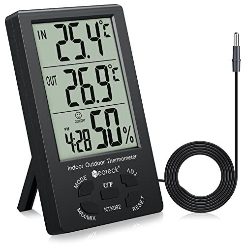 Neoteck 温湿度計 精度± 1℃ センサー LCDデジタル 室内外温度 室内湿度 温度計 湿度計 置き掛け両用 温湿度測定 家庭用 熱中症 | 