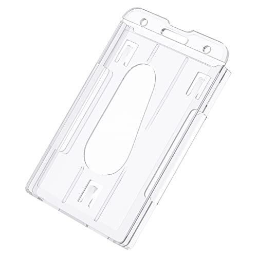 Pawfly5パック垂直2カードバッジホルダー 透明プラスチックIDクレジットカードプロテクター、親指スロット付き | 