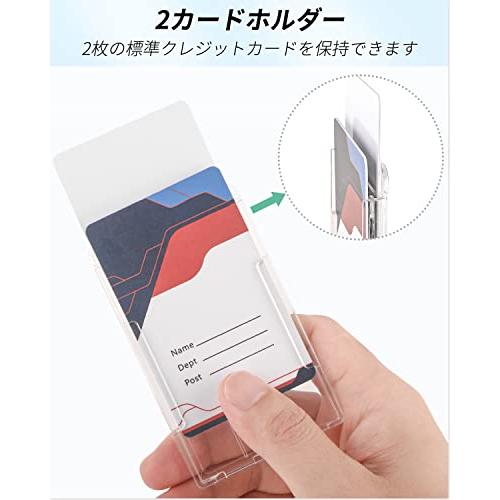 Pawfly5パック垂直2カードバッジホルダー 透明プラスチックIDクレジットカードプロテクター、親指スロット付き |  | 01