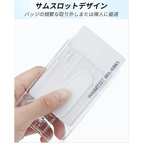 Pawfly5パック垂直2カードバッジホルダー 透明プラスチックIDクレジットカードプロテクター、親指スロット付き |  | 02
