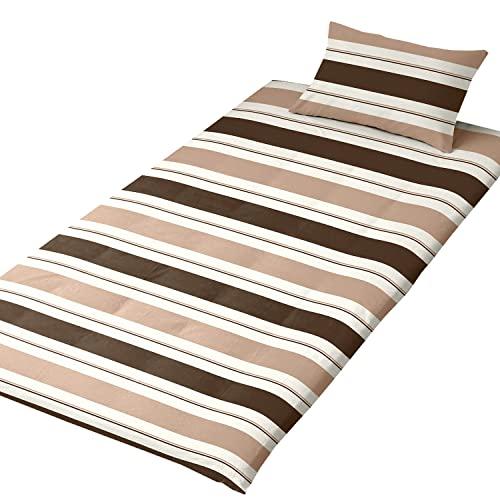 メリーナイト 敷き布団カバー 「ダブルボーダー」 ブラウン シングルロング 約105×215cm L字ファスナー 大きく開く ふとんが入れやすい | 