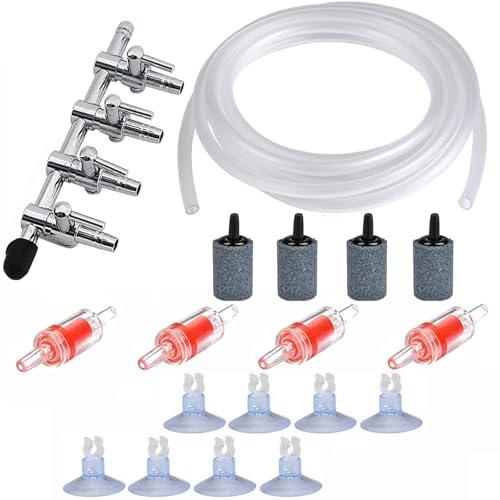 CTRICALVER エアチューブ 3分岐 & 逆流防止弁 & キスゴム 水槽 エアーポンプ エアレーション アクアリウム バブルカウンター チ | 