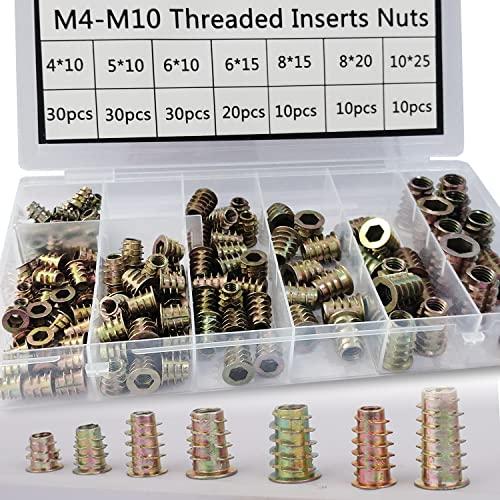 140個セット埋め込み インサートナット 六角ナット BESTU ねじ込みタイプ 六角穴付きボルトDタイプ 木工 接合 補修 M4*10mm M | 