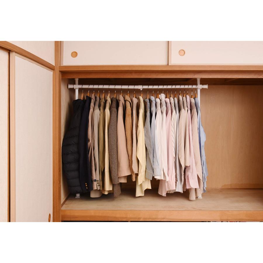 山善 突っ張り ハンガーラック 幅73-120×奥行9×高さ80-124cm 押入れ たっぷり収納 たて・よこ伸縮 かんたん設置 耐荷重30kg | 