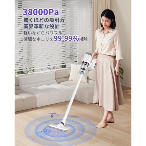 新モデル／Kamikuno スティック掃除機／超強吸引・1.1kg超軽量 掃除機 コード式38000Pa超強吸引・1.1kg超軽量・静音設計・2025