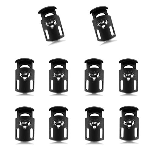 スプリングコードストッパー 10個入り 樽型 プラスチック製コードロック 1つ穴 穴径約7.5mm 紐止め  補修用リュックサック 運動シューズ | 