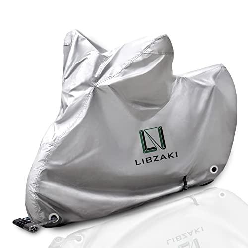 LIBZAKI バイクカバー 厚手M-Lサイズ 209 cmまで対応 バイク用車体カバー 収納袋付き（銀） | 