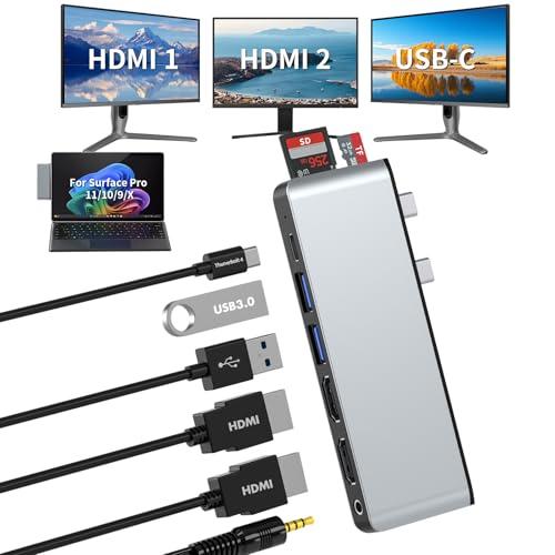 Surface Pro 11/10/9/X USB ハブ 、4 画面対応 (2* HDMI+USB-C
