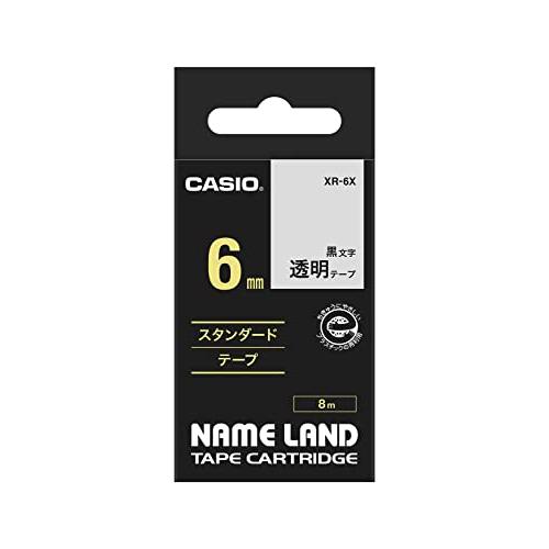 純正 カシオ ラベルライター ネームランド テープ 6mm XR-6X 透明に黒文字 | 