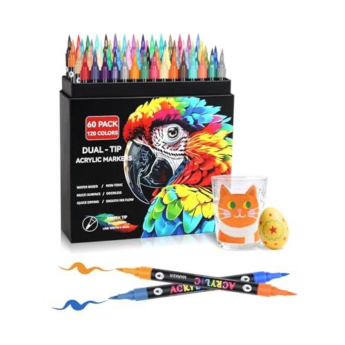 アクリルマーカーペン セット 120色60本 カラーペン 水性 毒性無し