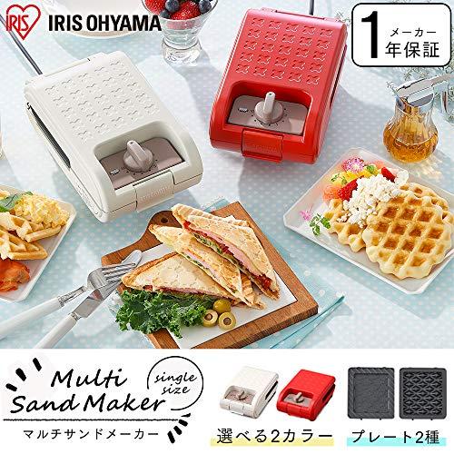 アイリスオーヤマ ホットサンドメーカー ワッフル ホットサンド 焼き型2種 耳まで焼ける 電気 1枚 IMS-502-W ホワイト |  | 01