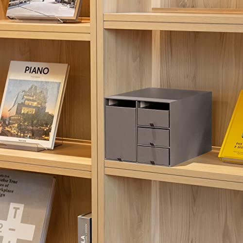 プラス デスクオーガナイザー 小物入れ 収納ボックス 収納ケース 引き出し 化粧品 リビングポスト ブラウン Lサイズ LP-304YL 85- |  | 01