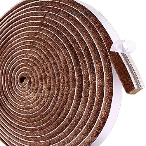 Leobro 隙間テープ すきまモヘアテープ 12mm×6mm×10ｍ ブラウン 毛足長い 超ロング モヘアすき間シール 虫よけすき間テープ 網 | 