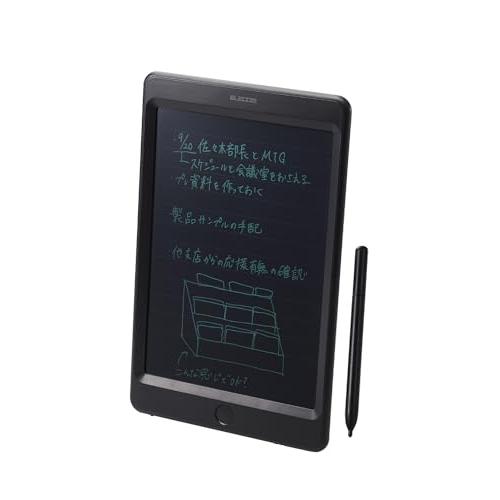エレコム 電子メモパッド 電子メモ帳 8.5インチ ロック機能付き ワンタッチ消去 電池 単語帳 筆談ボード 伝言ボード 書いて消せるボード ブ | 