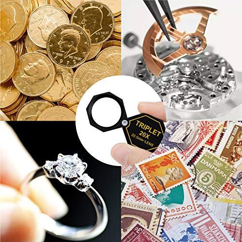 TEKCOPLUS 折りたたみ式 ルーペ 倍率 20倍 20.5mm トリプルレンズ 光学ガラス 時計作り コイン 切手 宝石鑑定用 拡大鏡 ジ |  | 01