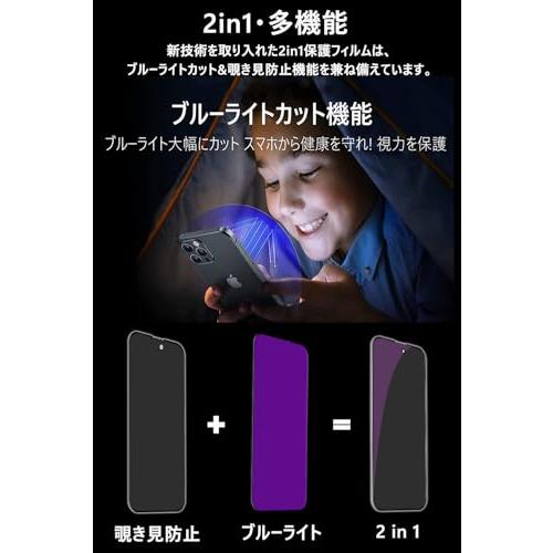 Mostean覗き見防止 + ブルーライトカット iPhone16/iPhone15 ガラスフィルム2種機能覗き見防止 ブルーライトカット いP |  | 01
