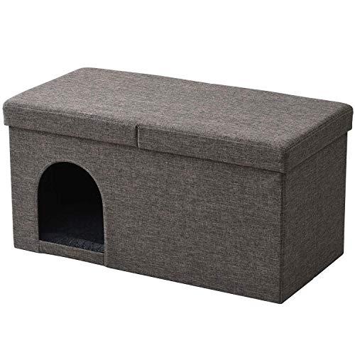 山善 ペットハウス 収納スツール ブラウン 76×38cm | 