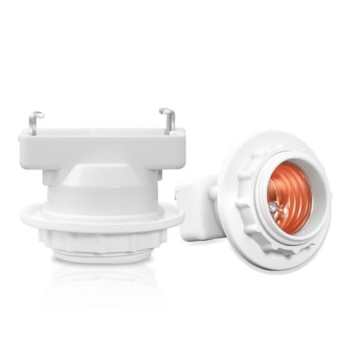 ORALUCE 角型引掛けランプソケット E26口金対応 引掛シーリング用 電球ソケット 口金変換アダプタ 工事不要 取り付け簡単 ホワイト 2 | 