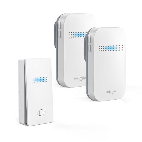 Umimile ワイヤレスチャイム 自動発電 玄関チャイム 電池不要 防水防塵 工事不要 38曲 4段階音量調節 100db 光でお知らせ メモ | 