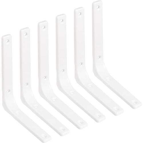 Hitchlike 棚受け金具 6本セット 棚受けブラケット 壁掛け 棚うけ L字型 ステンレス製 耐荷重50kg ホワイト 150mm*125 | 