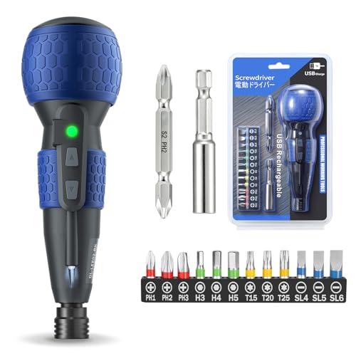 Yacooda 電動ドライバー 小型 強力 2025業界最新昇級 電動4N.m 手動10N.m USB-C充電式 高輝度LEDライト 軽量 DI | 