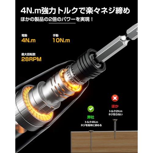 Yacooda 電動ドライバー 小型 強力 2025業界最新昇級 電動4N.m 手動10N.m USB-C充電式 高輝度LEDライト 軽量 DI |  | 01