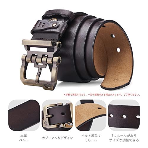 BISON DENIM]ベルト メンズ 本革 大きいサイズ ベルト カジュアル 革