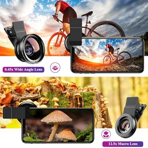 APEXEL スマホ用カメラレンズ 2in1 クリップ式レンズ 0.45X広角レンズ140°+12.5Xマクロレンズ 近距離撮影 歪みなし 広角 |  | 01
