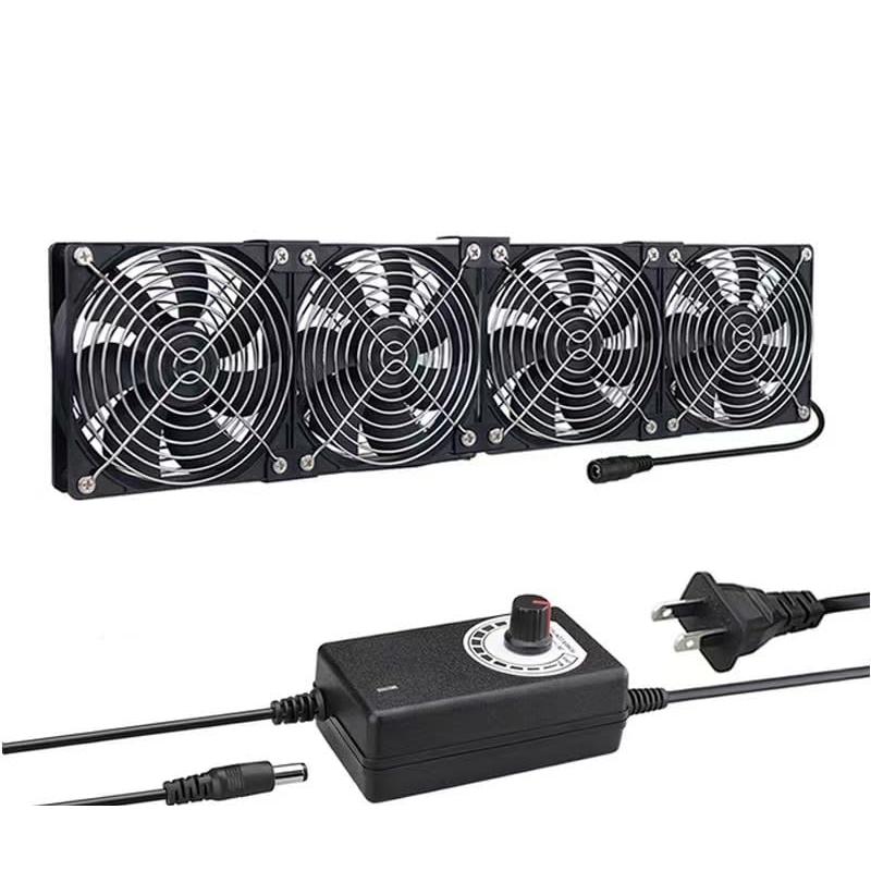 YOWEE 4 連 120mmx25mm AC 冷却ファン ケースファン AC 100-220V スピードコントローラー付き、窓用 温室用 車中 | 