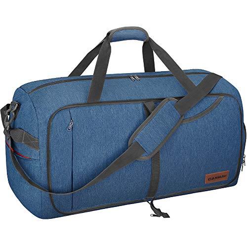 [CANWAY] ボストンバッグ 折りたたみスポーツバッグ スーツケース固定 大容量 靴収納旅行バッグ 軽量 (65L ダークブルー 65L) | 