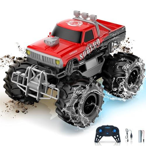 Carox ラジコン 水陸両用 ラジコンカー オフロード こども向け RCカー 車おもちゃ 360度回転 操作時間50分 バッテリ付き 2.4G | 