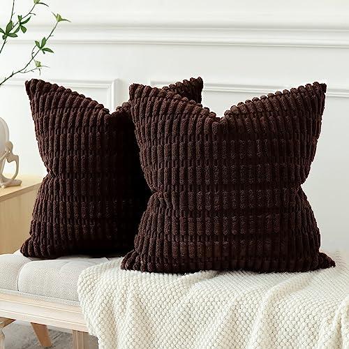 Otostar クッションカバー 45x45cm 北欧 2枚セット コールテン 麦の穂 おしゃれ 可愛い モダン エレガント ファスナー インテ | 