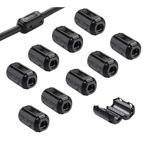 ノイズフィルター フ ェライトコア ヒンジ式 内径Φ3.5mm 電源線 高周波 ノイズフィルター パッチンコア ノイズ除去 ノイズフィルター ノ | 