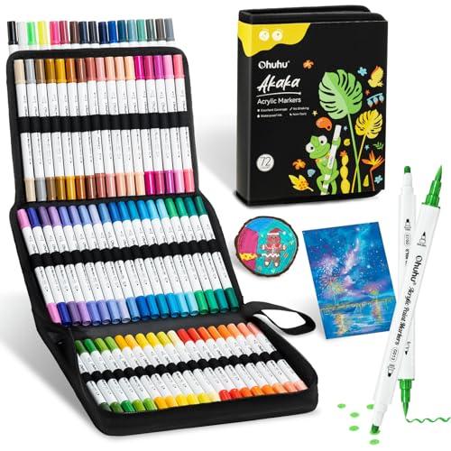 Ohuhu アクリルマーカー 72色セット アクリルペン 中綿式 不透明水性