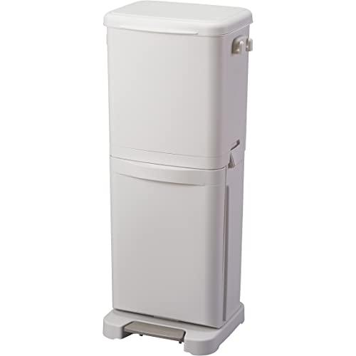 アスベル ゴミ箱 日本製 分別ペダル2段 40L ホワイト 20L＋20L 幅36×奥行31×高さ82.5cm | 