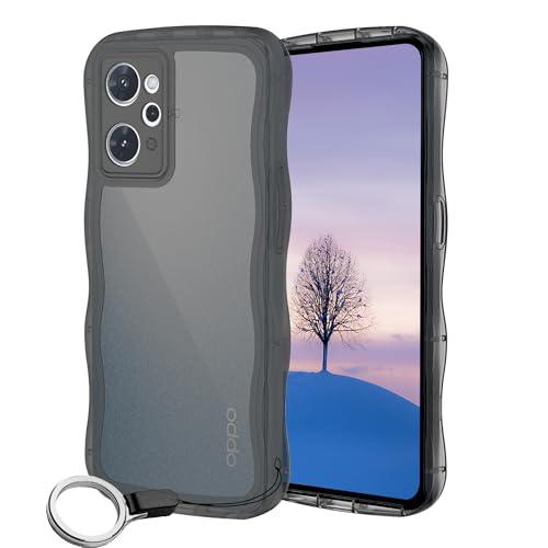 OPPO Reno9 A /Reno7 ケース クリアブラック ウェーブ TPU波状の