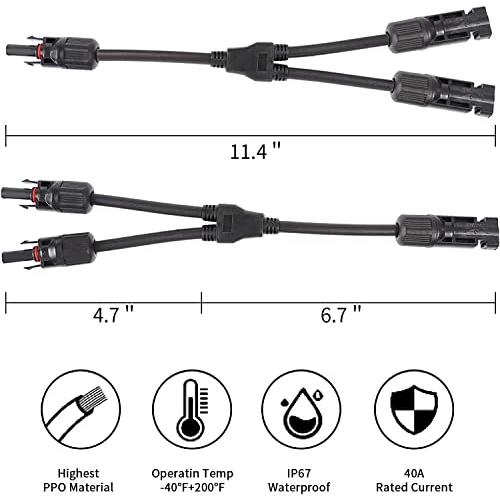 1ペア MC4 並列 太陽光発電ソーラー コネクタ ソーラーコネクタ Y分岐パラレルケーブル ソーラーパネルケーブルコネクタ オス1頭〜メス2頭 |  | 01