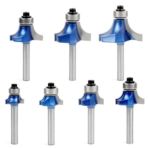 Shineyoo 丸面ビット ルータービット 7本入り トリマービット ?径6mm 面取りビット ベアリング付き 飾り面加工 面取りカッター 電 | 