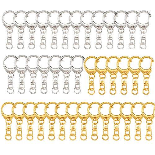 キーホルダー金具 40個入り回転カン付き ハンドメイド キーリング アクセサリー DIY 手芸用品 パーツ ゴールドシルバー | 