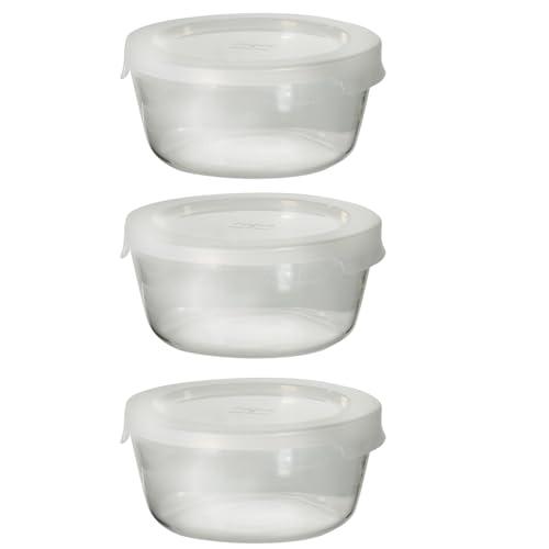 HARIO(ハリオ) 耐熱ガラス製 保存容器 丸 600mL 3個セット 電子レンジOK 食洗機OK 透明ホワイト 日本製 MST-2408-T | 